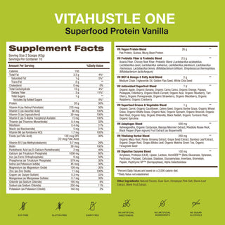VitaHustle ONE Superfood Protein Vanilla | 15 Servings - VitaHustle.com - Kevin Hart
