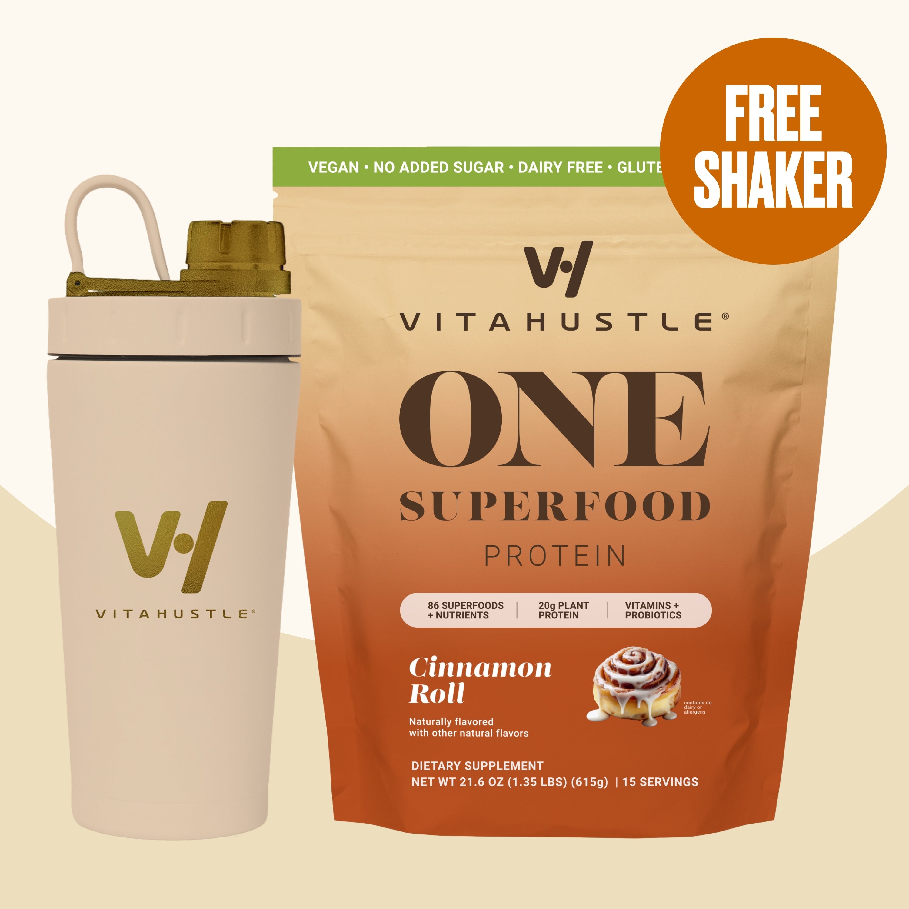 [Live Exclusive] ONE Starter Kit | VitaHustle 20g Plant Protein All-in-One Shake + Shaker, Daily Greens, Vitamins, KSM-66 Ashwagandha, Pre+Probiotics, Vegan, Dairy-Free, Gluten-Free