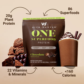 [Live Exclusive] ONE Starter Kit | VitaHustle 20g Plant Protein All-in-One Shake + Shaker, Daily Greens, Vitamins, KSM-66 Ashwagandha, Pre+Probiotics, Vegan, Dairy-Free, Gluten-Free