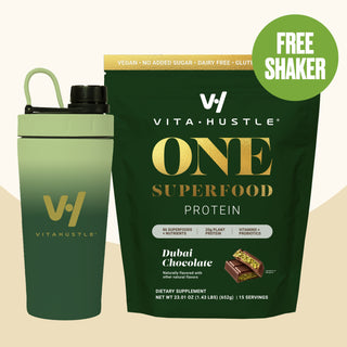 [Live Exclusive] ONE Starter Kit | VitaHustle 20g Plant Protein All-in-One Shake + Shaker, Daily Greens, Vitamins, KSM-66 Ashwagandha, Pre+Probiotics, Vegan, Dairy-Free, Gluten-Free