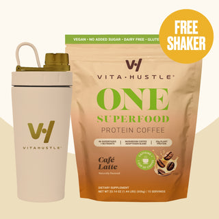 [Live Exclusive] ONE Starter Kit | VitaHustle 20g Plant Protein All-in-One Shake + Shaker, Daily Greens, Vitamins, KSM-66 Ashwagandha, Pre+Probiotics, Vegan, Dairy-Free, Gluten-Free